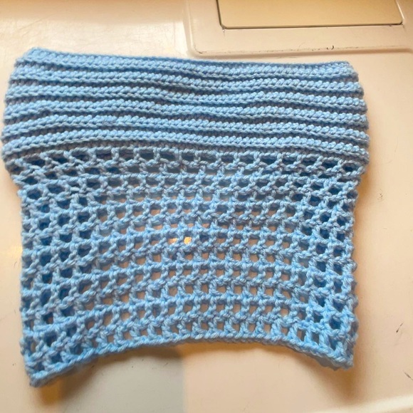 Light blue handmade crochet top. - Picture 2 of 4